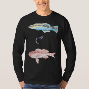 Farbenfroher Fisch mit einem kleinen Springer in d T-Shirt