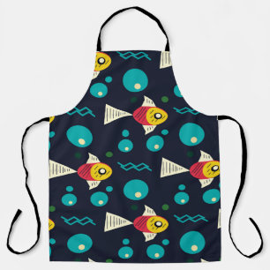 Farbenfroher Fisch mit Wellen im Meer. Geometrie Schürze