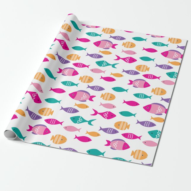 Farbenfroher Fisch unter dem Meer Geschenkpapier (Ungerollt)