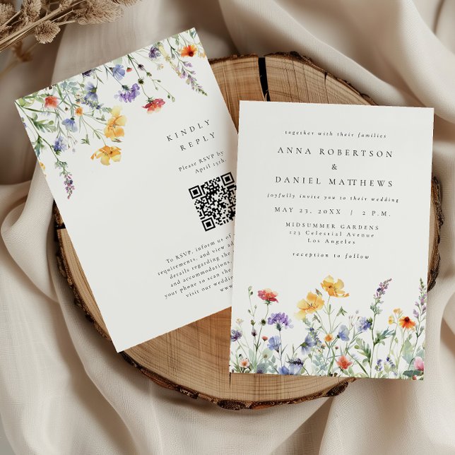 Farbenfroher floraler QR-Code-Hochzeit Einladung (Von Creator hochgeladen)