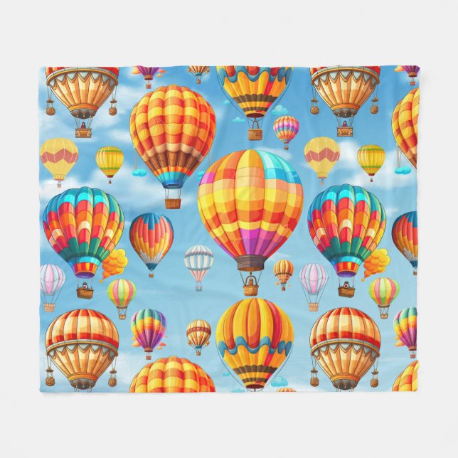 Farbenfroher Flug Hot Air Ballon Fleecedecke (Vorderseite (Horizontal))