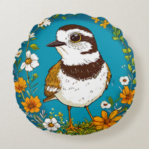 Farbenfroher Flussregenpfeifer Vogel Wildlife Rundes Kissen