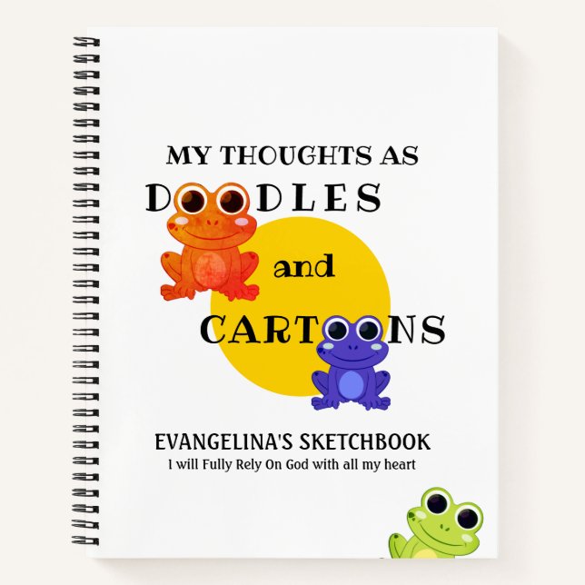Farbenfroher Frosch Custom Doodles Sketchbook Jour Notizbuch (Vorderseite)