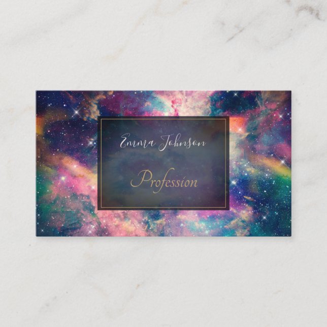 Farbenfroher Galaxy Nebel Aquarellmalerei Visitenkarte (Vorderseite)