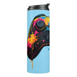 Farbenfroher Game-Controller-Aufkleber Thermosbecher