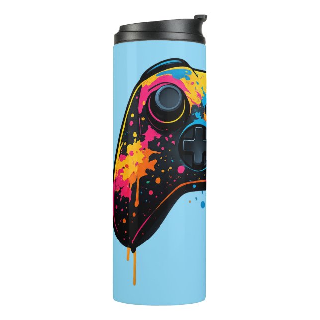 Farbenfroher Game-Controller-Aufkleber  Thermosbecher (Nach links gedreht)