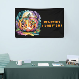 Farbenfroher Gamer Pumpkin Halloween Bash Banner