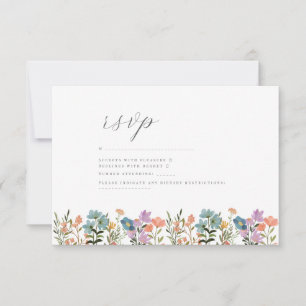 Farbenfroher Garten Blus Aquarell Wildblume Hochze RSVP Karte