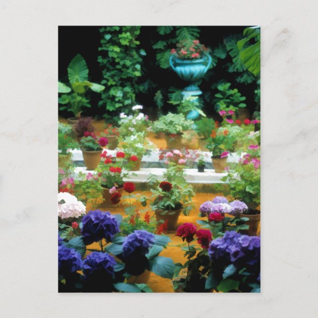 Farbenfroher Garten in Andalusien - Rose Postkarte (Vorderseite)