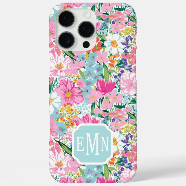 Farbenfroher Garten Monogramm iPhone 16 Pro Max Hülle (Rückseite)