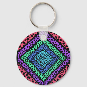 Farbenfroher geometrischer Regenbogen Gepard Tierd Schlüsselanhänger