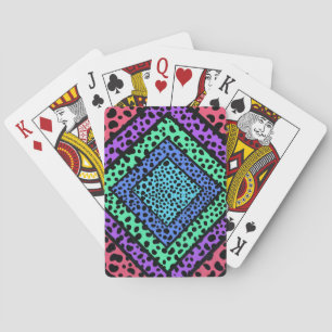 Farbenfroher geometrischer Regenbogen Gepard Tierd Spielkarten