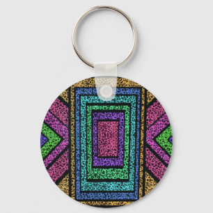 Farbenfroher geometrischer Regenbogen-Leoparden-Ti Schlüsselanhänger