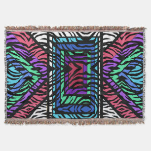Farbenfroher geometrischer Regenbogen Weißer Tiger Decke