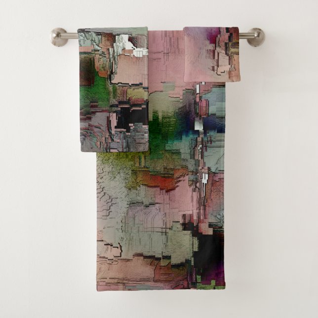 Farbenfroher Gestein dominierte Lachs zu grünlich  Badhandtuch Set (Insitu)