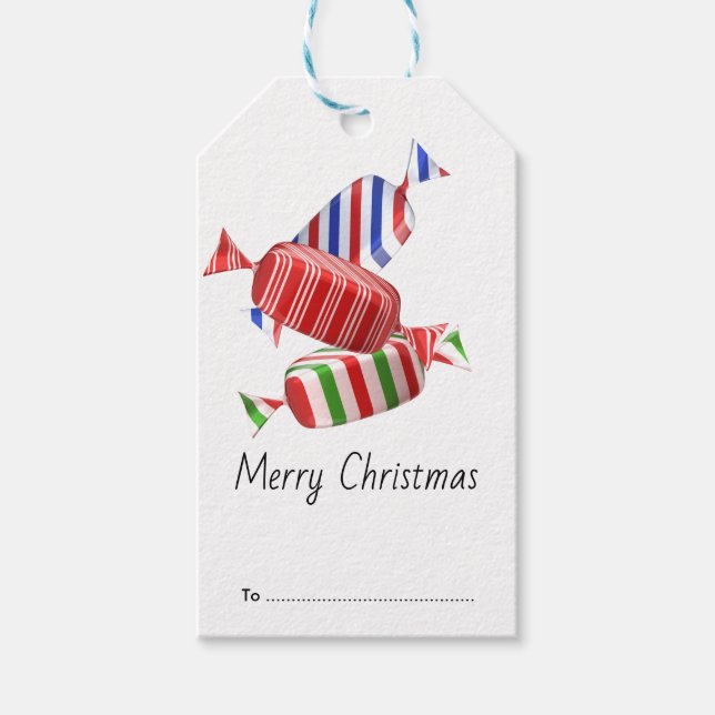 Farbenfroher gestreifter Weihnachtskalender Geschenkanhänger (Vorderseite)