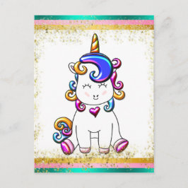 Farbenfroher Glitzer Einhorn Geburtstag Postkarte