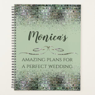 Farbenfroher Glitzer Lila und Sage Wedding Planner Planer