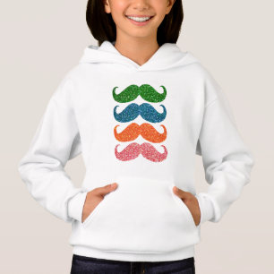 Farbenfroher Glitzer Mustache Hoodie