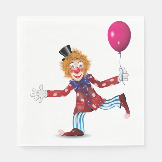 Farbenfroher glücklicher Clown mit Balloon Fun Cir Serviette (Vorderseite)