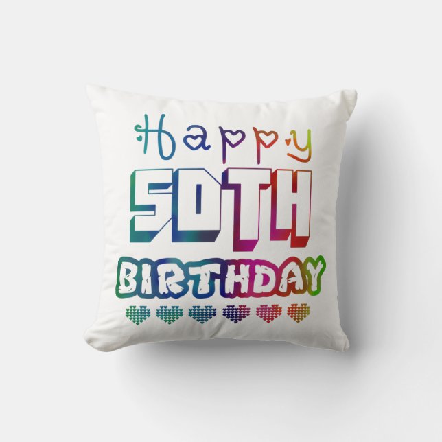 farbenfroher Gradienten Glücklich 50. Geburtstag Kissen (Vorderseite)