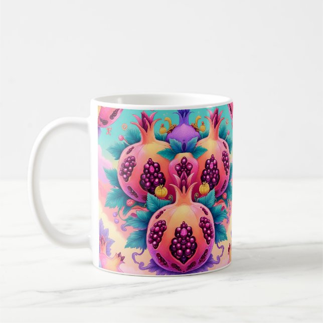 Farbenfroher Granatapfel Kaffeetasse (Links)