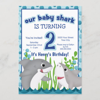 Farbenfroher Hai Strand 2. Geburtstag Einladung