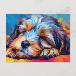 Farbenfroher Havanese schlafend Postkarte