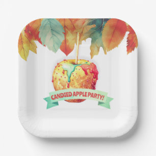 Farbenfroher Herbst Herbst Canded Apple Party Pappteller