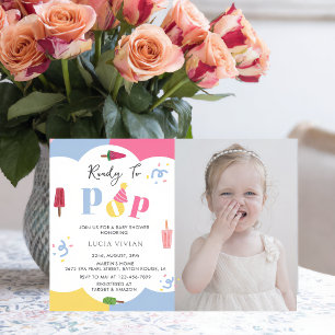Farbenfroher Hintergrund Popsicle Foto Kinderdusch Einladung