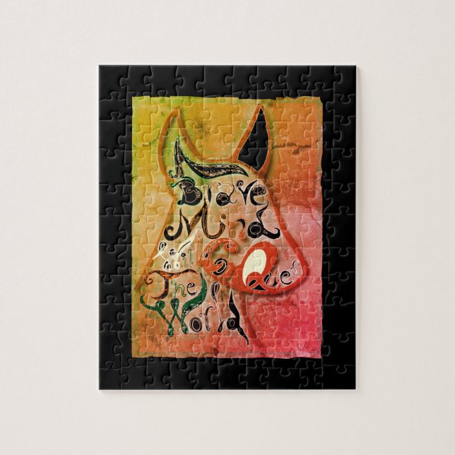 Farbenfroher Hund: Ein tapferer Geist wird die Wel (Vertikal)