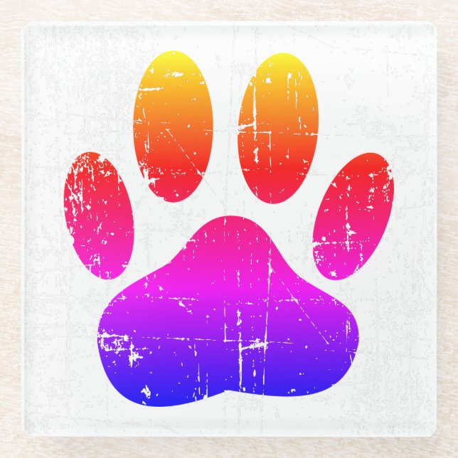 Farbenfroher Hundepapierdruck Glasuntersetzer (Vorderseite)