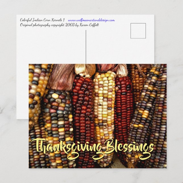 Farbenfroher indischer Cornflakes Kernels Foto Ern Postkarte (Vorne/Hinten)