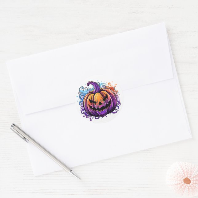 Farbenfroher Jack-O-Lantern Runder Aufkleber (Umschlag)
