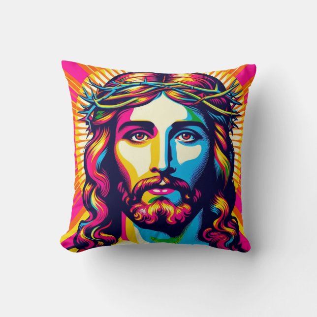 Farbenfroher Jesus Kissen! Kissen (Vorderseite)