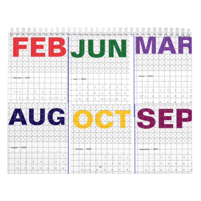 Farbenfroher Kalender 2025, Monatsplaner, Minimali (Titelbild)