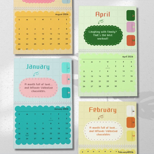 Farbenfroher Kalender mit fröhlicher Inspiration (Von Creator hochgeladen)