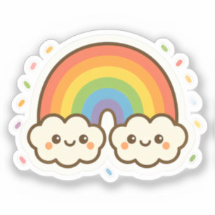 Farbenfroher Kawaii-Regenbogenpride Aufkleber