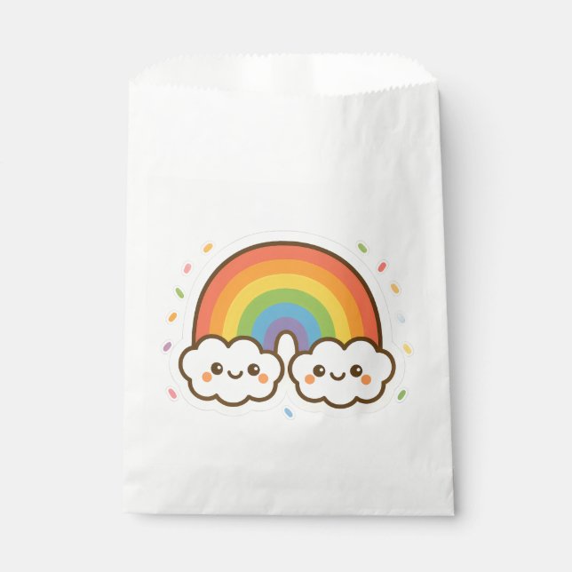 Farbenfroher Kawaii-Regenbogenpride Geschenktütchen (Vorderseite)