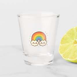 Farbenfroher Kawaii-Regenbogenpride Schnapsglas