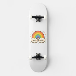 Farbenfroher Kawaii-Regenbogenpride Skateboard