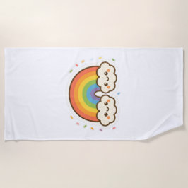 Farbenfroher Kawaii-Regenbogenpride Strandtuch