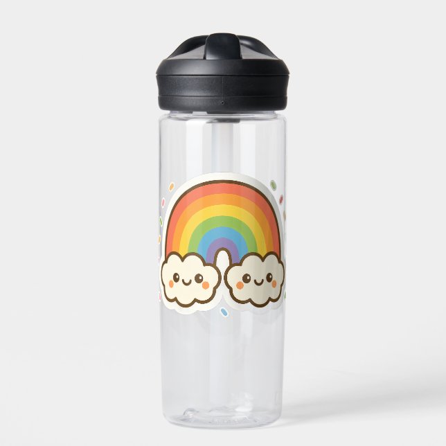 Farbenfroher Kawaii-Regenbogenpride Trinkflasche (Vorderseite)