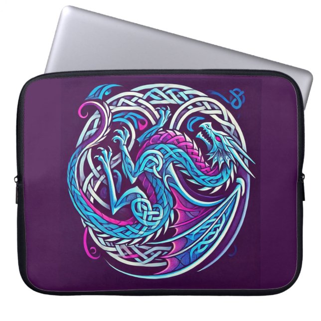 Farbenfroher keltischer Drache Laptopschutzhülle (Vorderseite)
