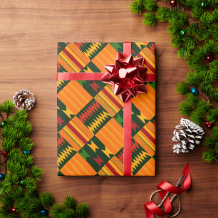 Farbenfroher Kente-Stoff inspirierter Druck Geschenkpapier