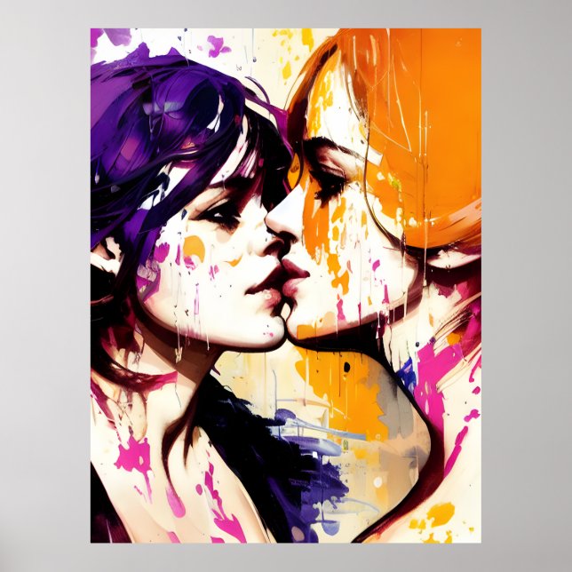 Farbenfroher Kiss Poster (Vorne)