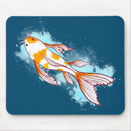 Farbenfroher Koi-Fisch in blauer Illustrationsmous Mousepad