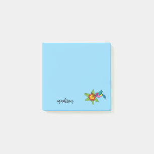 Farbenfroher Kolibri auf tropischer Hibiskusblume Post-it Klebezettel