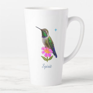 Farbenfroher Kolibri & Blume mit Schrift auf Weiß Milchtasse
