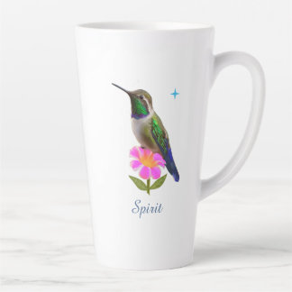 Farbenfroher Kolibri & Blume mit Schrift auf Weiß Milchtasse